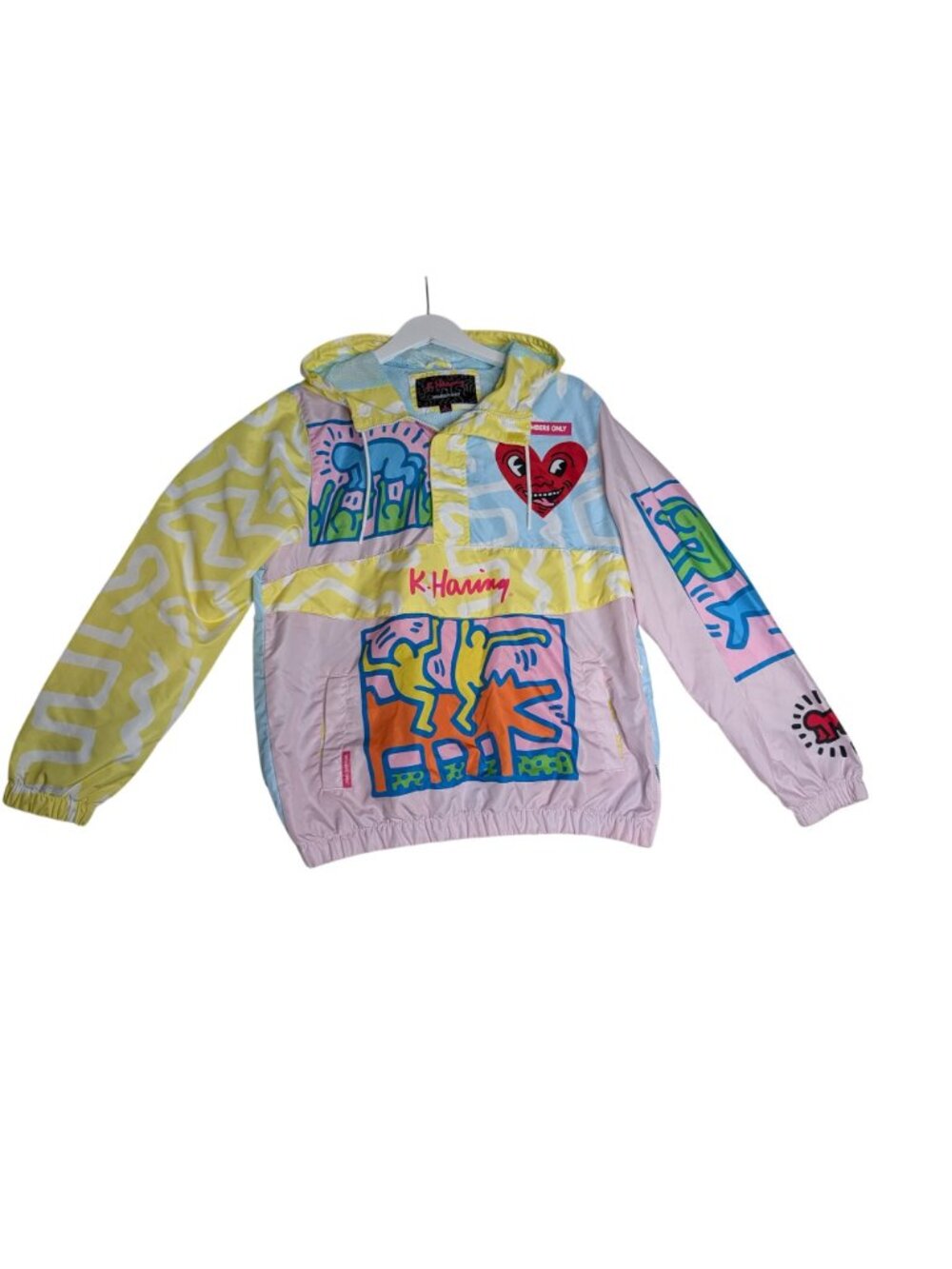 Members Only X Keith Haring Colorful Graffiti Zip Hooded Windbreaker Jacket Smal - Picture 12 of 16